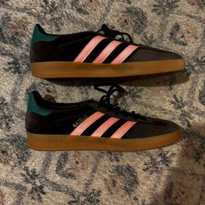 Adidas Gazelles, W9.5, Brown, Pink , & Green